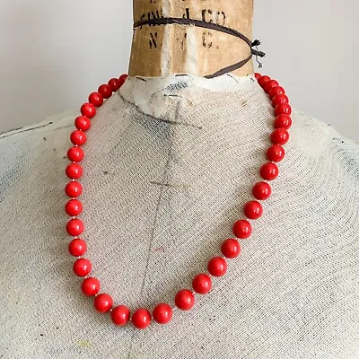 Buy Vintage Red Plastic Beaded Necklace Estate Jewelry Valentine Pinup Rockabilly • 15.29£