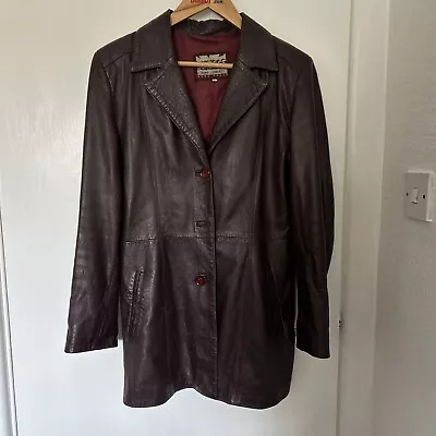 Buy Vintage Detail Real Leather Blazer Burgundy Size 14 • 19.91£