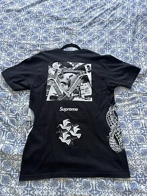 Buy Supreme MC Escher Black T Shirt Box Logo - Large Used 🚚 Fast & Free Shipping 📦 • 89.99£