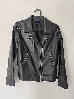 Buy Disney Descendants 2 Black Faux Leather Motorcyle Jacket Shoulder Studs L • 4.82£
