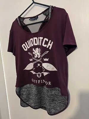 Buy Harry Potter Quidditch Gryffindor Workout Vest Cropped T-Shirt Size XS UK 4 • 6.99£