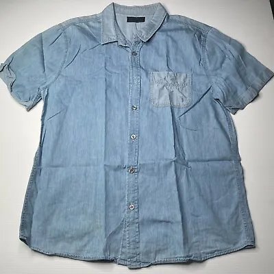 Buy Bauhaus Short Sleeve Button Up Shirt Mens Size L Blue Casual Style Fashion Fit • 17.07£