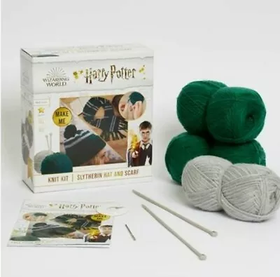 Buy Harry Potter Knit Kit: Beginner Level - Knit A Slytherin Bobble Hat & Scarf! New • 10.49£
