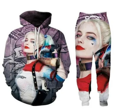 Buy Harley Quinn 3D Print Women/Men's Fashion Hoodies Sweatshirt+Pants Suit • 13.19£