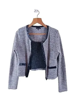 Buy Women Beige Open-Knit Cardigan Sweater Open Front Stretch Casual Long Sleeves 16 • 12.95£
