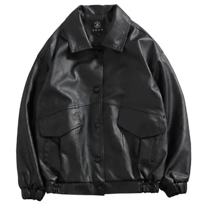 Buy PU Leather Jacket Men Black Soft Faux Leather Jacket Motorcycle Biker Fashion • 90.54£