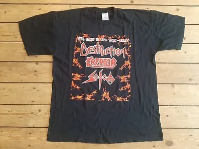 Buy DESTRUCTION KREATOR SODOM Vintage '01 Black T Shirt L Tour Thrash Metal LP Death • 118.80£