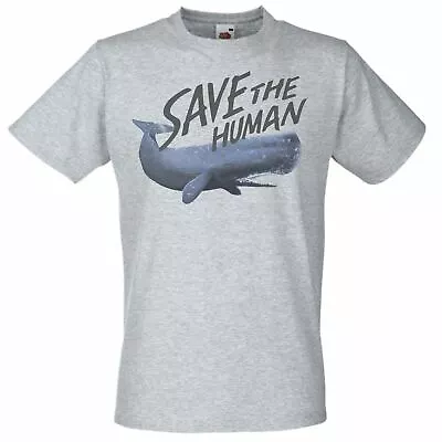 Buy Unisex Blue Whale 'Save The Human' Campaign Funny Sea-Life T-Shirt • 12.95£