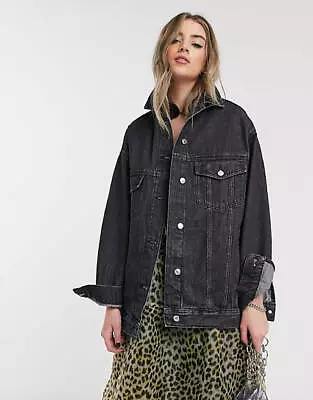 Buy TOPSHOP Jacket Jean Oversized Long Denim Dark Grey  SIZE UK10/ER38/US6 SOLDOUT • 75£