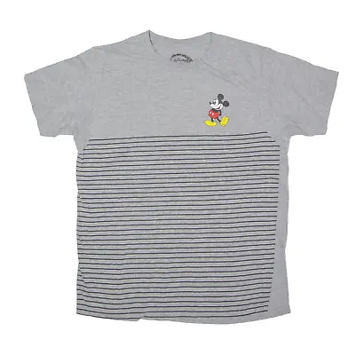 Buy DISNEY Mickey Mouse Striped T-Shirt Grey Short Sleeve Mens L • 7.99£
