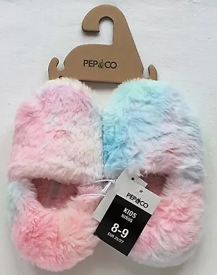 Buy Girls - Slippers - Soft & Furry - Pastel Colours - Size 8-9 - Brand New • 5.99£