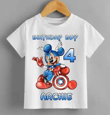 Buy Personalised MICKEY MOUSE Birthday T Shirt Kids Boys Fun Tee T-Shirt • 12.99£