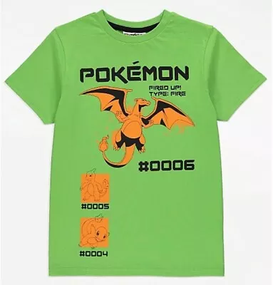 Buy Pokemon Fired Up T-Shirt Green Age 7-8, 8-9, 9-10 Years New • 9.95£