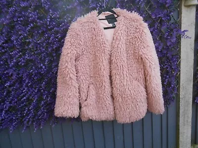 Buy New Look  Pink   Faux Fur    Teddy  Style  Jacket/coat   Size  L • 10£