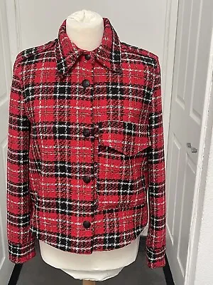 Buy Zara Textured Red Plaid Jacket Woman’s Tweed Blazer Size S New With Tags • 47.61£