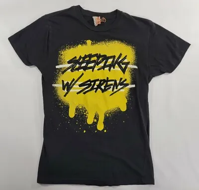 Buy Sleeping With Sirens Band Tour T-Shirt Sz S Black Womens Yellow Splatter Graphic • 21.22£
