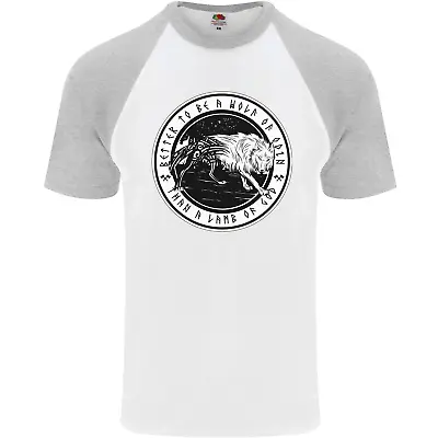 Buy Viking A Wolf Of Odin Than A Lamb Of God Mens S/S Baseball T-Shirt • 12.99£