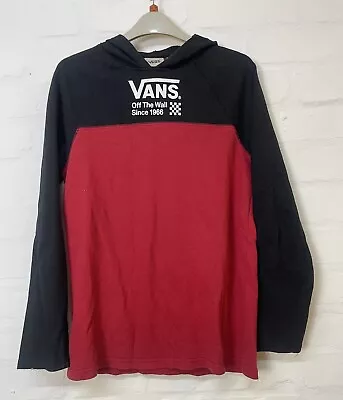 Buy Kids Boys Vans Off The Wall Pullover Hoodie Red/Black Sweatshirt Size XL • 5.99£