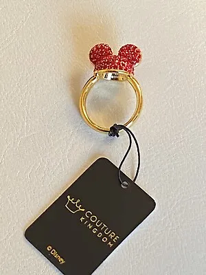 Buy New Disney Couture Mickey Mouse Red Crystal Gold Plated Ring Size L Bnib • 34.99£