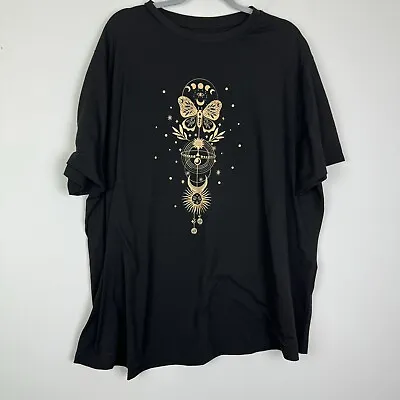 Buy SHEIN Woman’s Plus Sun And Moon Graphic Print Black Gold Shirt Size 4XL • 11.68£