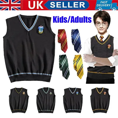 Buy Harry Potter Vest/Tie Wool Sweater School Uniform Fancy Dress Costume Gryffindor • 16.99£