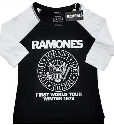 Buy Ramones Ladies Raglan T-shirt First World Tour 1978 Size Xxxl New White Black • 18.97£