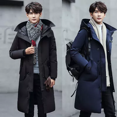 Buy New  Mens Down Feather Coat Jacket Long Hooded Thicken Warm Winter Outdoor Hot • 39£