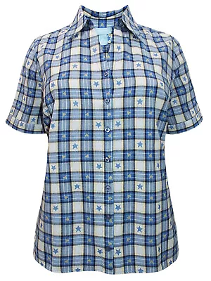 Buy Liz&Me BLUE Cotton Heart & Star Print Checked Shirt Size 14/16 26/28 RRP £18.95 • 11.95£