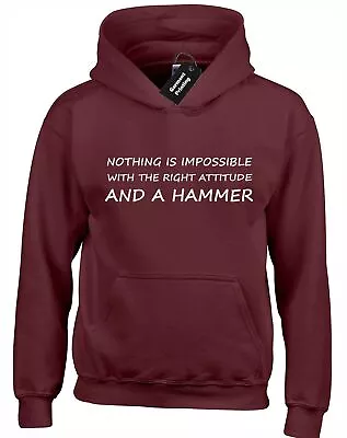 Buy Nothing Is Impossible Hoody Hoodie Attitude Hammer Tool Novelty Slogan Present • 16.99£