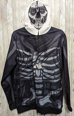 Buy FORTNITE Youth XXL Skeleton Hoodie Jacket Full Zip Face Mask Skull Trooper • 15.71£