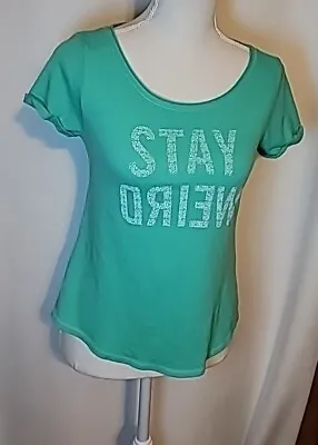 Buy Womens XS Stay Weird Hollister Green T-Shirt  • 15.56£