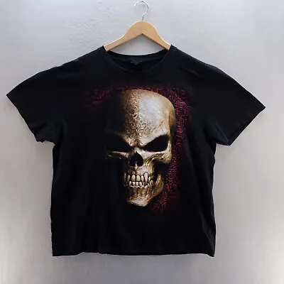 Buy Spiral T Shirt XXL Black Graphic Print Skull Double Sided Cotton Mens • 8.99£