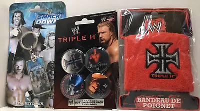 Buy WWE Official Triple H Sweatband/wristband Badges & Keyring/Keychain MERCH NEW • 5.99£
