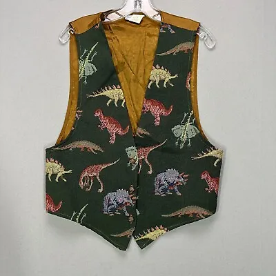 Buy Vintage All Over Print Dinosaur Vest Knit Womens M 80s 90s RARE T Rex Green • 41.02£