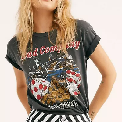 Buy NWT Free People Midnight Rider Bad Company Rock N Roll Graphic Band Tee Size XS • 73.71£