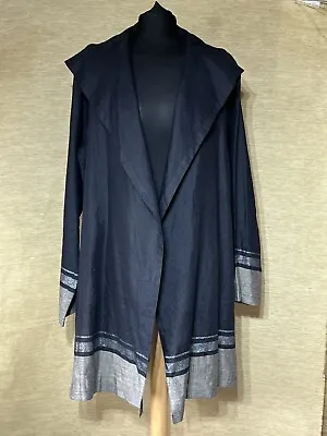 Buy Joyce Ridings Jacket Women's UK 14 Black Linen Lightweight Metallic Stripe Open • 37.99£