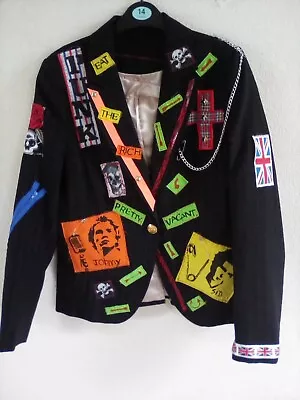 Buy LADIES, GIRLS.. Punk/rock/goth Style.  Patched  Jacket Size 14' • 49.99£