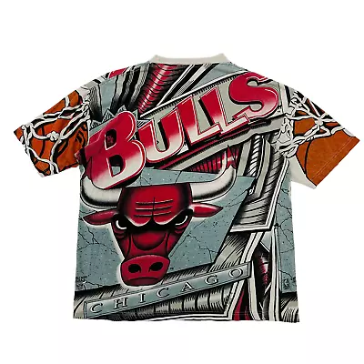 Buy Vintage  Magic Johnson Chicago Bulls All Over Print T-Shirt - Large • 90£