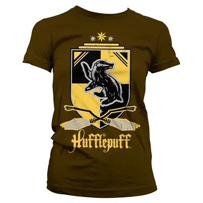 Buy Officially Licensed Harry Potter - Hufflepuff Women's T-Shirt S-XXL Sizes • 19.53£