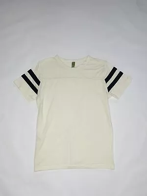 Buy Alternative Earth Apparel  Off White Striped Sleeve Sustainable T-shirt Jersey • 4.99£
