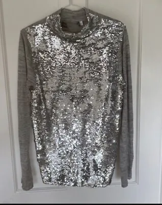 Buy MINT VELVET Grey Silver Sequin Jumper UK12 New With Defects See Description • 20£