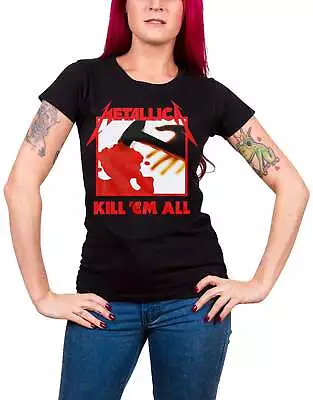 Buy Metallica T Shirt Kill Em All Tracks Band Logo Official Womens Skinny Fit Black • 17.95£