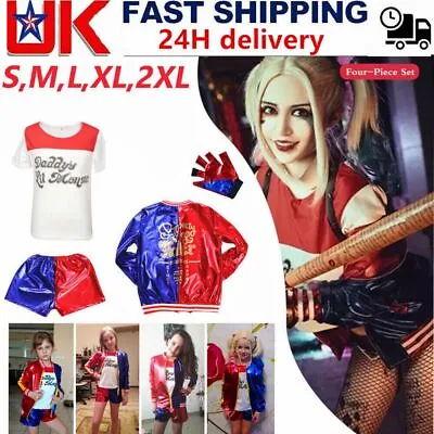 Buy Kids Girl Suicide Squad Harley Quinn Costume Fancy Dress Cosplay Christmas Party • 9.02£