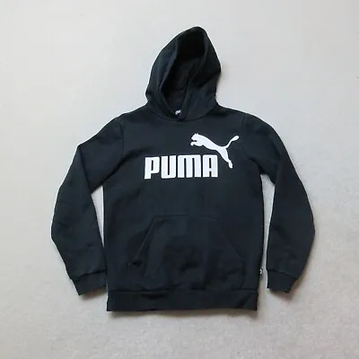 Buy Puma Hoodie Boys 13 / 14 Years Black Spell Out Pullover Cotton Blend Jersey • 10.99£