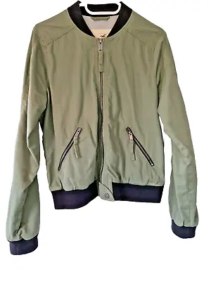 Buy Hollister Medium M Khaki Olive Green Bomber Jacket Coat  • 9.99£