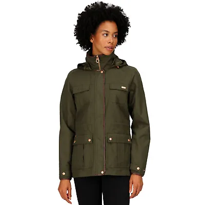 Buy Regatta Womens Alixa Waterproof High Collar Outdoor Walking Jacket - Dark Khaki • 48£