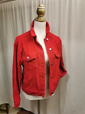 Buy Top Shop MOTO Red Corduroy Trucker Jacket Ladies Size 6 • 8£