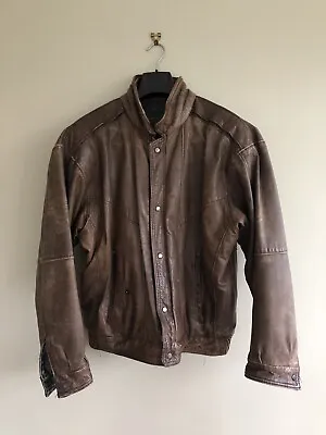 Buy Men Vintage Leather And Denim Reversible Jacket M • 50£
