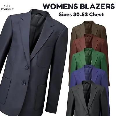 Buy Womens 2 Button Blazer Formal Wedding Smart Smart Woven Ladies Twill Suit Jacket • 12.99£