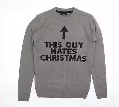 Buy New Look Men Mens Grey Crew Neck Acrylic Pullover Jumper Size S - Christmas Jump • 4.50£